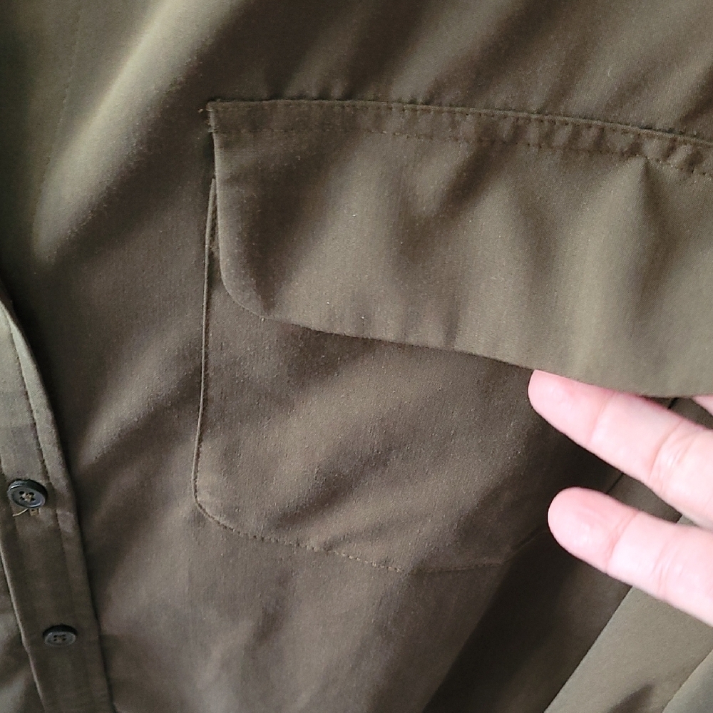 Chico's Olive Green Button Down Shirt 3=16/XL - Picture 8 of 12